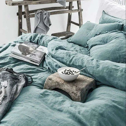 Luxurious French Linen Bedding Set - Enzyme Washed Four-Piece Collection - Très Elite