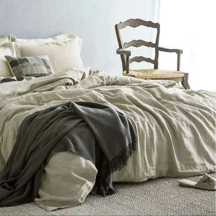 Luxurious French Linen Bedding Set - Enzyme Washed Four-Piece Collection - Très Elite