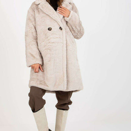 Luxurious Fur Button-Up Coat with Practical Pockets - Très Elite