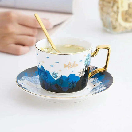 Luxurious Gold-Accented European Ceramic Coffee and Tea Set - Elegant 4-Piece Gift Collection- Très Elite- Très Elite