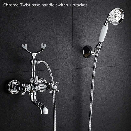 Luxurious Gold Brass Bathtub Faucet with Crystal Accents and Hand Shower - Très Elite