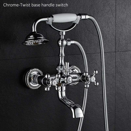 Luxurious Gold Brass Bathtub Faucet with Crystal Accents and Hand Shower - Très Elite