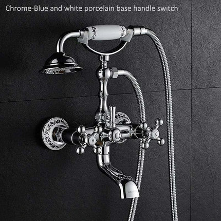 Luxurious Gold Brass Bathtub Faucet with Crystal Accents and Hand Shower - Très Elite