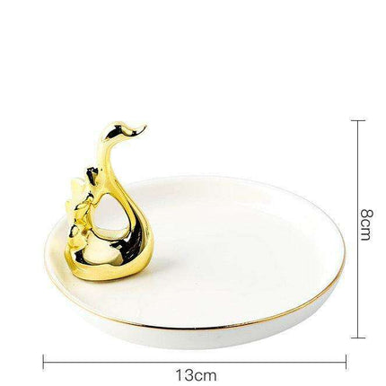 Luxurious Gold Ceramic Jewelry Holder with Hanging Tray- Très Elite- Très Elite