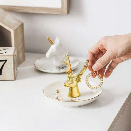 Luxurious Gold Ceramic Jewelry Holder with Hanging Tray- Très Elite- Très Elite
