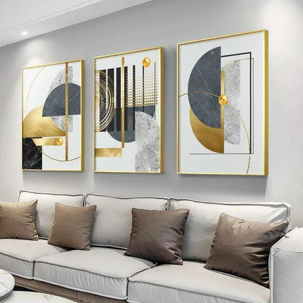 Luxurious Gold Geometric Canvas Artwork - Transform Your Space with Contemporary Style - Très Elite