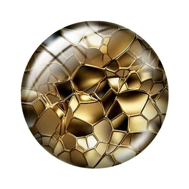 Luxurious Gold-Inspired Glass Cabochon Collection - 10 Distinct Sizes