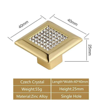 Luxurious Gold and Crystal Cabinet Pulls - Exquisite Design and Lasting Quality..