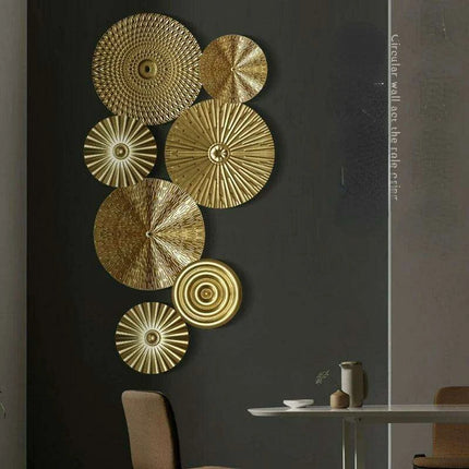 Luxurious Golden Aura Metal Wall Art for Chic Home Decor - Très Elite