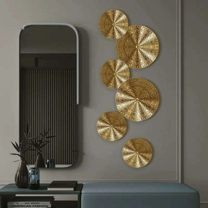 Luxurious Golden Aura Metal Wall Art for Chic Home Decor - Très Elite