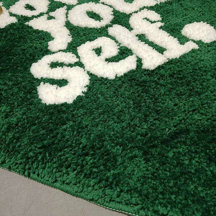 Luxurious Green Heart Shag Area Rug - Soft, Non-Slip Flocking Doormat - Très Elite