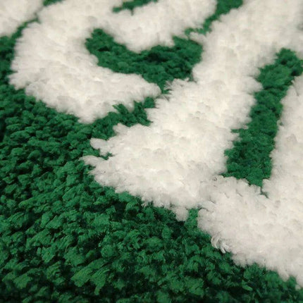 Luxurious Green Heart Shag Area Rug - Soft, Non-Slip Flocking Doormat - Très Elite