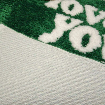 Luxurious Green Heart Shag Area Rug - Soft, Non-Slip Flocking Doormat - Très Elite