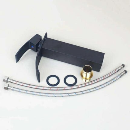 Luxurious Hand-Painted Glass Waterfall Basin Faucet Set in Stunning Blue - Très Elite