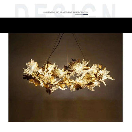 Luxurious Handcrafted Glass Chandelier with Copper Finish- Très Elite- Très Elite