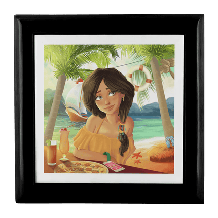 Luxurious Handcrafted Tropical Wood and Ceramic Jewelry Storage Box with Velvet Lining