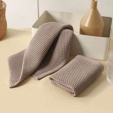 Luxurious Honeycomb Cotton Hand Towels - 2-Pack Absorbent Kitchen Essentials..