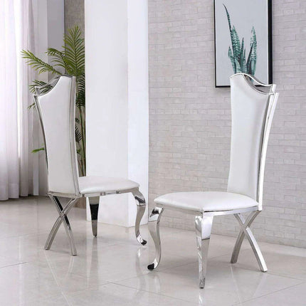 Luxurious Italian Dining Chairs Set of 2 with Stainless Steel Legs and Customized Style..