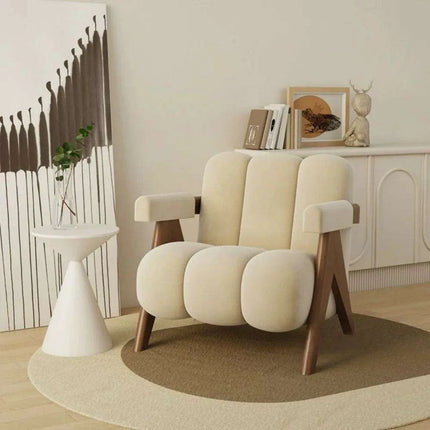 Luxurious Japanese Cream Single Sofa Chair - Chic Scandinavian Moroccan Aesthetic - Très Elite