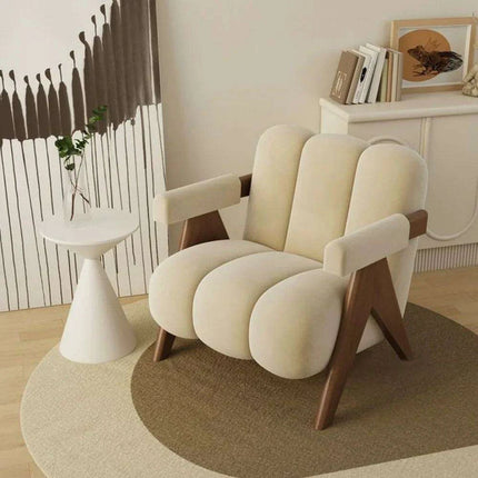 Luxurious Japanese Cream Single Sofa Chair - Chic Scandinavian Moroccan Aesthetic - Très Elite