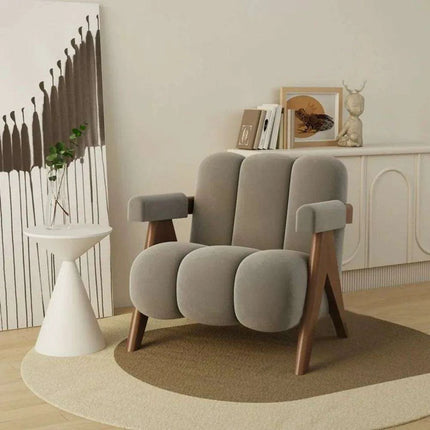 Luxurious Japanese Cream Single Sofa Chair - Chic Scandinavian Moroccan Aesthetic - Très Elite
