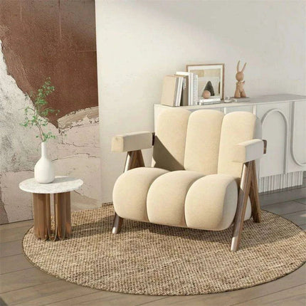 Luxurious Japanese Cream Single Sofa Chair - Chic Scandinavian Moroccan Aesthetic - Très Elite