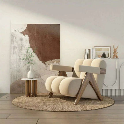 Luxurious Japanese Cream Single Sofa Chair - Chic Scandinavian Moroccan Aesthetic - Très Elite