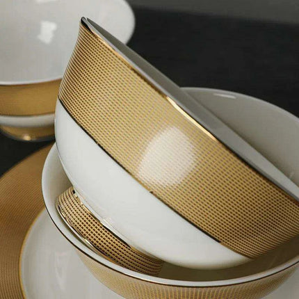 Luxurious Japanese Dining Set with Elegant Gold Ceramic Utensils for Elevated Mealtime Experience - Très Elite