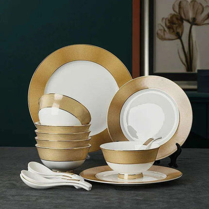 Luxurious Japanese Dining Set with Elegant Gold Ceramic Utensils for Elevated Mealtime Experience - Très Elite