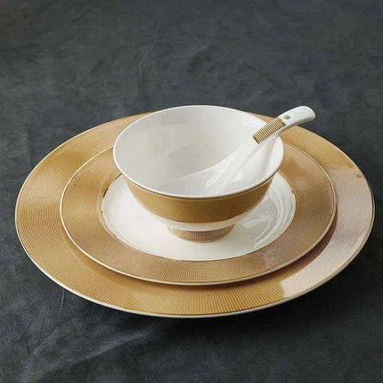 Luxurious Japanese Dining Set with Elegant Gold Ceramic Utensils for Elevated Mealtime Experience - Très Elite