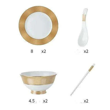 Luxurious Japanese Dining Set with Elegant Gold Ceramic Utensils for Elevated Mealtime Experience- Très Elite- Très Elite