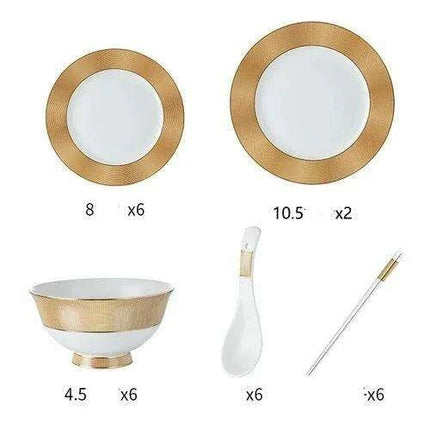 Luxurious Japanese Dining Set with Elegant Gold Ceramic Utensils for Elevated Mealtime Experience- Très Elite- Très Elite