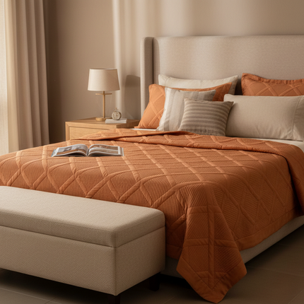 Luxurious Lightweight Tencel Summer Quilt Set with Pillowcases - Double Queen Size Bedspread