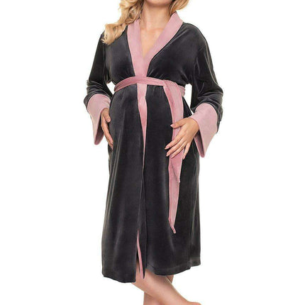 Luxurious Long Sleeve Velour Bathrobe with Adjustable Belt - Très Elite