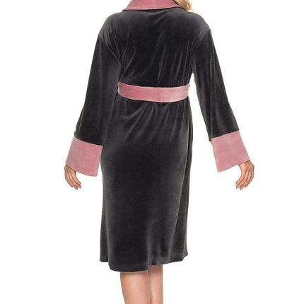 Luxurious Long Sleeve Velour Bathrobe with Adjustable Belt - Très Elite