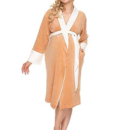 Luxurious Long Sleeve Velour Bathrobe with Adjustable Belt - Très Elite
