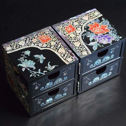 Luxurious Mother of Pearl Jewelry Organizer Box with Dual Drawers for Accessories - Très Elite