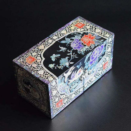 Luxurious Mother of Pearl Jewelry Organizer Box with Dual Drawers for Accessories- Très Elite- Très Elite