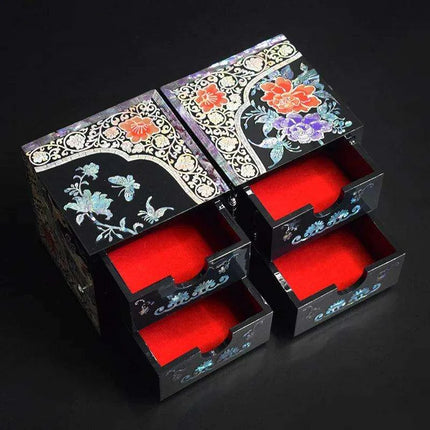 Luxurious Mother of Pearl Jewelry Organizer Box with Dual Drawers for Accessories - Très Elite