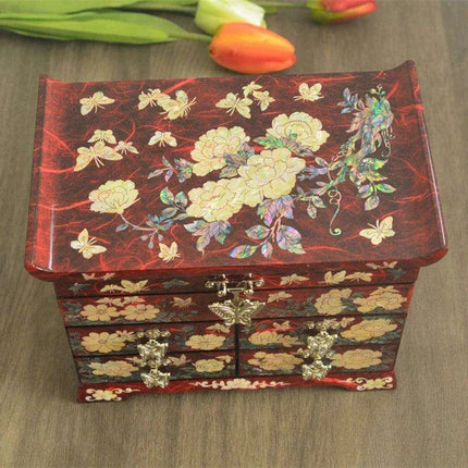 Luxurious Mother of Pearl Jewelry Storage Box with Velvet Lining and Elegant Multi-Drawer Design - Très Elite