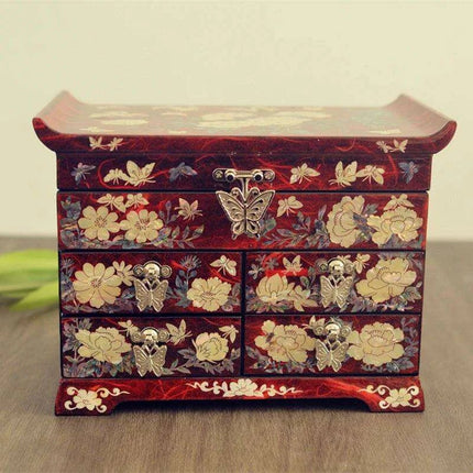 Luxurious Mother of Pearl Jewelry Storage Box with Velvet Lining and Elegant Multi-Drawer Design - Très Elite