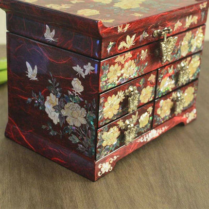 Luxurious Mother of Pearl Jewelry Storage Box with Velvet Lining and Elegant Multi-Drawer Design - Très Elite