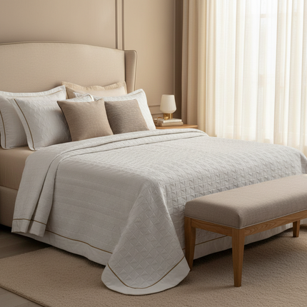 Luxurious Multi-Functional Plaid Bedspread - Elegant Euro-Style Quilted Coverlet for All Season Comfort