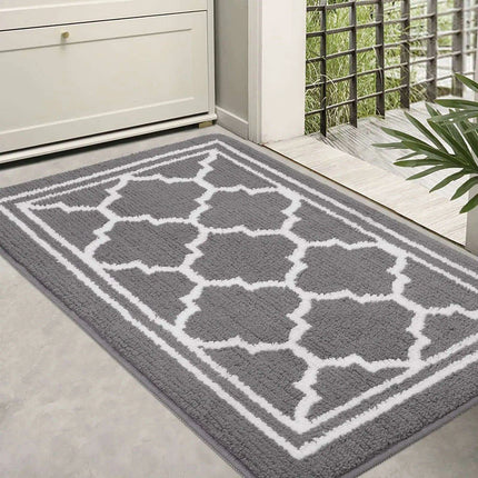 Luxurious Non-Slip Microfiber Welcome Mat: Chic Moisture-Absorbing Rug for Entryways..