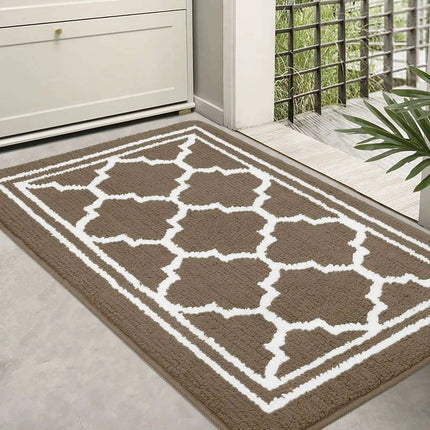 Luxurious Non-Slip Microfiber Welcome Mat: Chic Moisture-Absorbing Rug for Entryways..