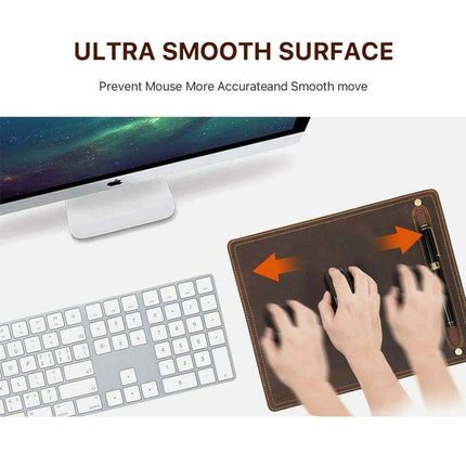 Luxurious Nubuck Leather Mouse Pad with Convenient Pen Holder for an Upscale Office - Très Elite