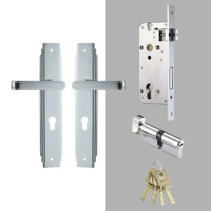 Luxurious PVD Gold and Chrome Double Lever Door Handle Set for Bedrooms and Bathrooms..