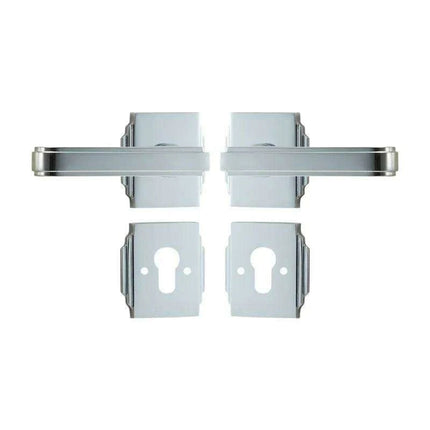 Luxurious PVD Gold and Chrome Double Lever Door Handle Set for Bedrooms and Bathrooms..