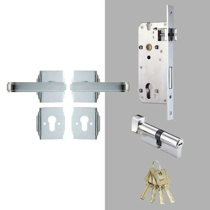 Luxurious PVD Gold and Chrome Double Lever Door Handle Set for Bedrooms and Bathrooms..