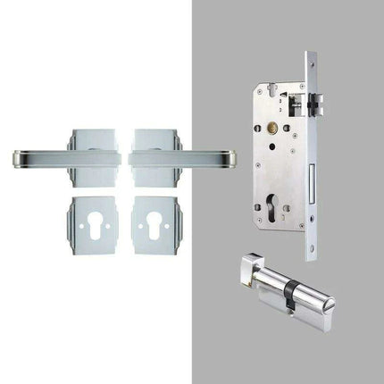 Luxurious PVD Gold and Chrome Double Lever Door Handle Set for Bedrooms and Bathrooms..